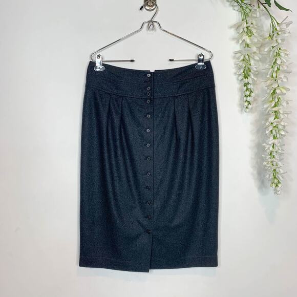 VTG RALPH LAUREN BLACK LABEL high waist pencil skirt buttons charcoal 2375 - Picture 12 of 12